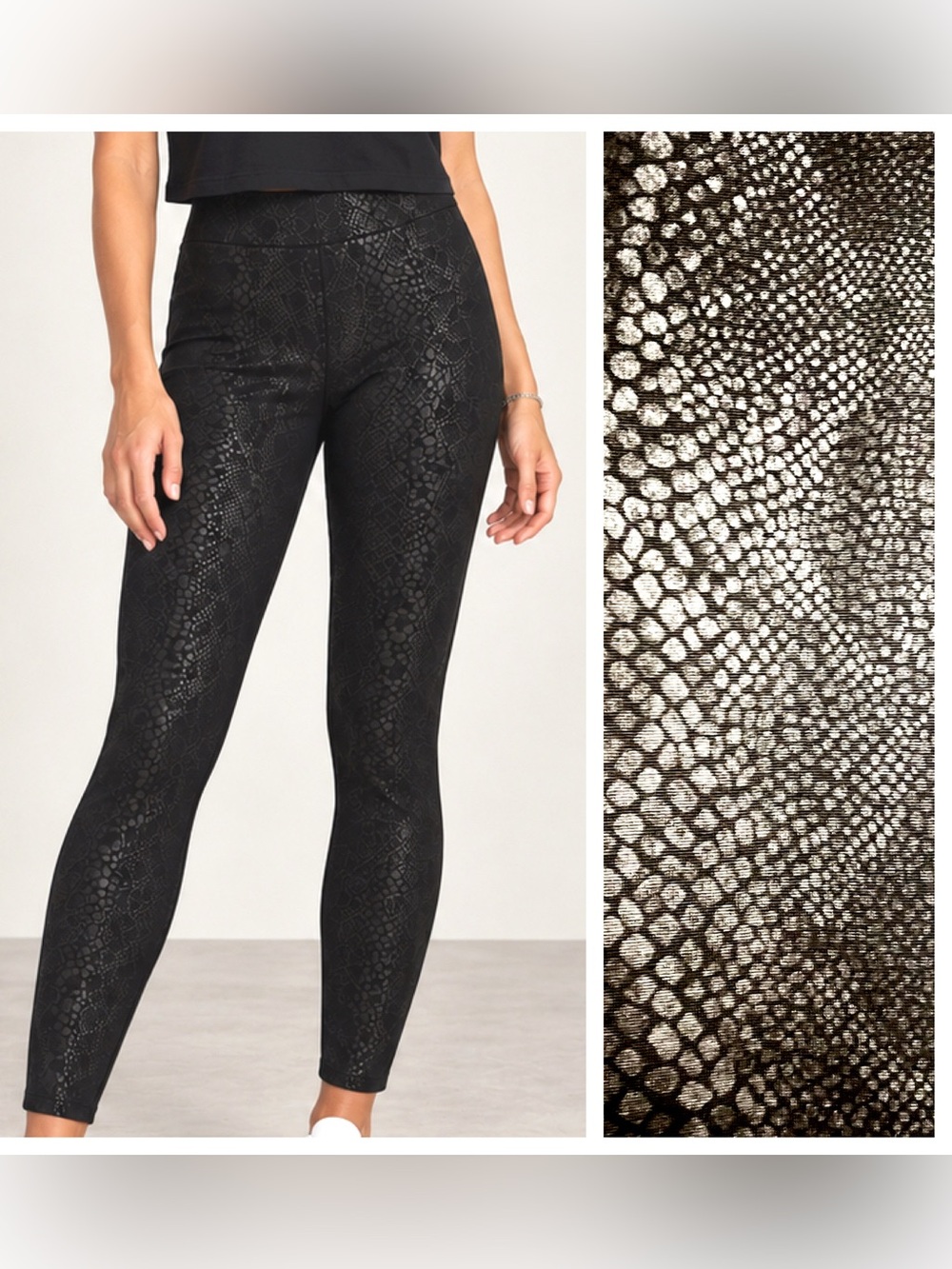 Catherine Malandrino Black Snake-Print Ponte Leggings